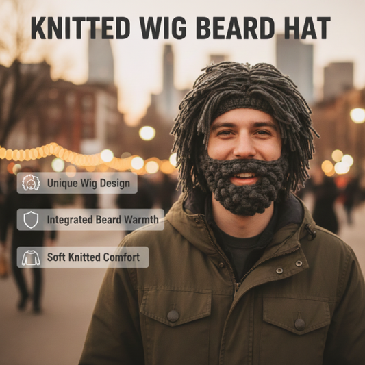 🖤2026 New Year · 40% OFF🖤Punk-style hat with an attached simple wig and knitted beard