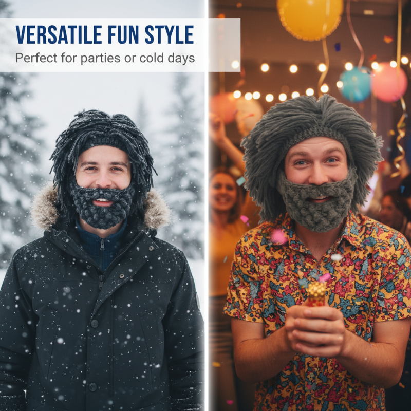 🖤2026 New Year · 40% OFF🖤Punk-style hat with an attached simple wig and knitted beard