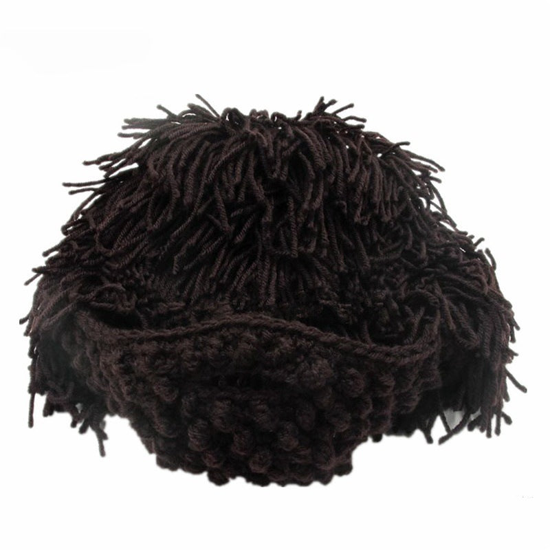 🖤2026 New Year · 40% OFF🖤Punk-style hat with an attached simple wig and knitted beard