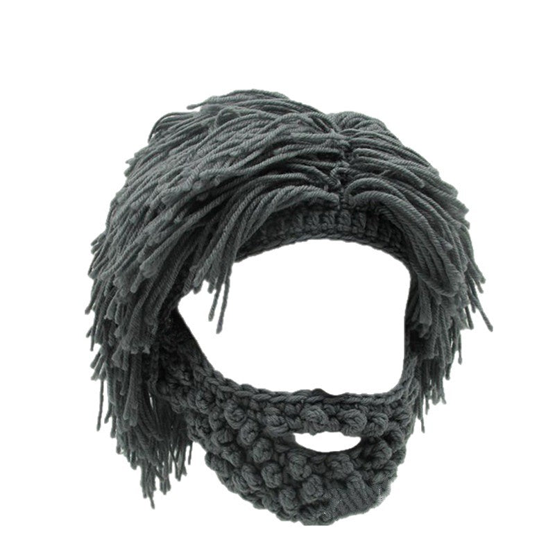 🖤2026 New Year · 40% OFF🖤Punk-style hat with an attached simple wig and knitted beard