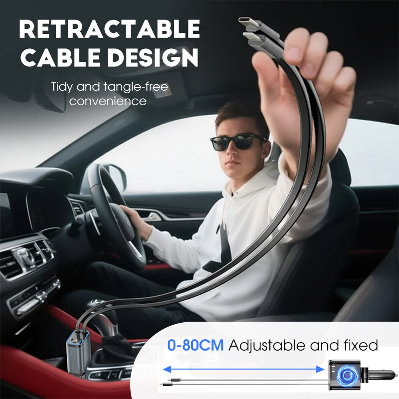 Ultra-Fast Car Charger With Retractable Cables & Starlight Ambience
