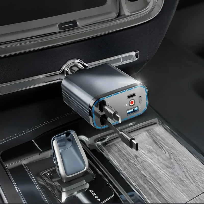 Ultra-Fast Car Charger With Retractable Cables & Starlight Ambience
