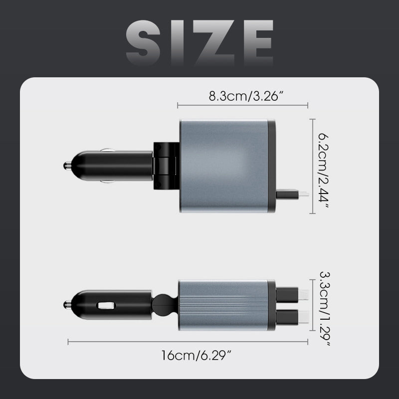Ultra-Fast Car Charger With Retractable Cables & Starlight Ambience