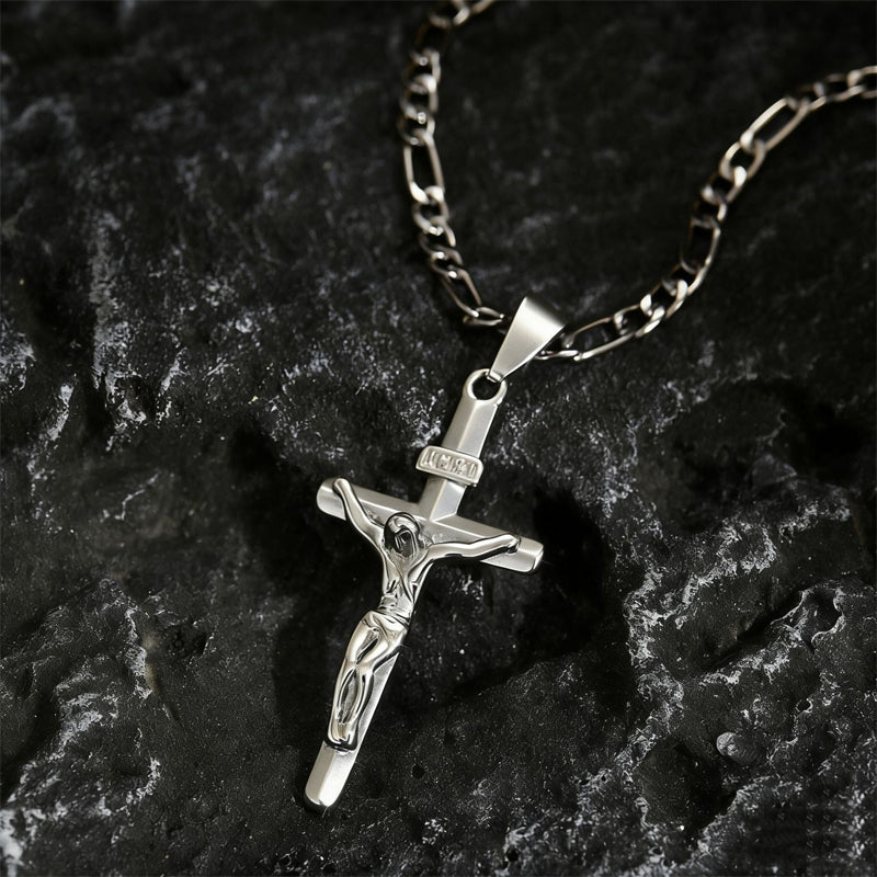 ⏳Time-Limited Special⏰Gold Crucifix Necklace – Detailed INRI Motif, Adjustable Figaro Chain & Hypoallergenic Finish 💛