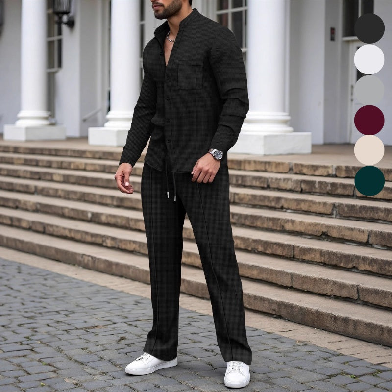 👖Men‘s Casual Waffle 2-Piece Set – Comfortable Fabric, Modern Fit & Versatile Style