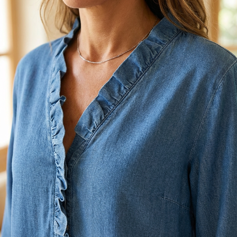📢2026 Hot Sale 50% off⏰ Women's Casual Ruffle V-Neck Shirt | Soft, Breathable & Flattering High-Low Hem ✨