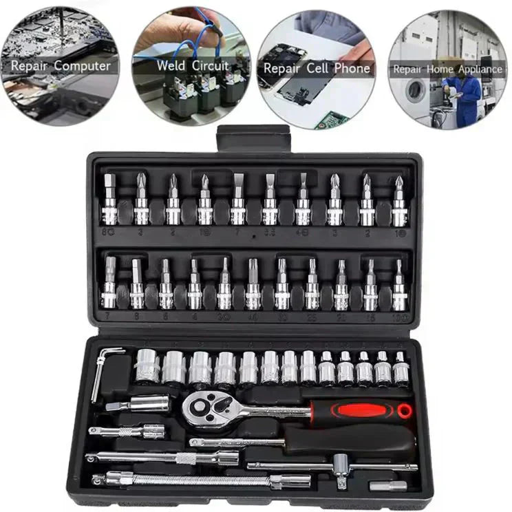 46-Piece Socket Wrench And Bit Set
