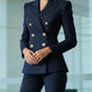 ✨🔥Women's Pinstripe Double-Breasted Suit Set👔