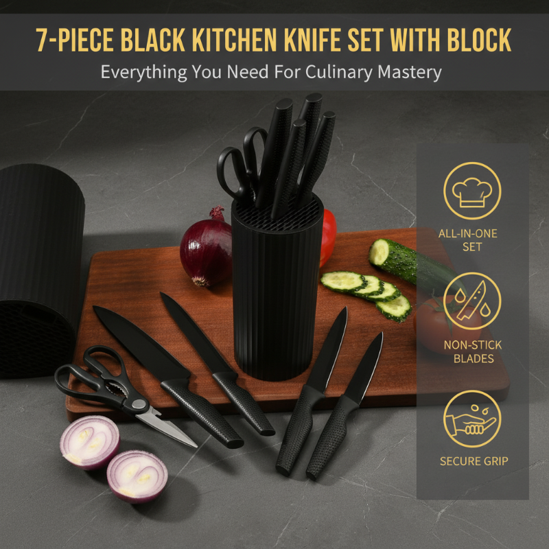 ✨Modern 7-in-1 Kitchen Knife & Scissors Set