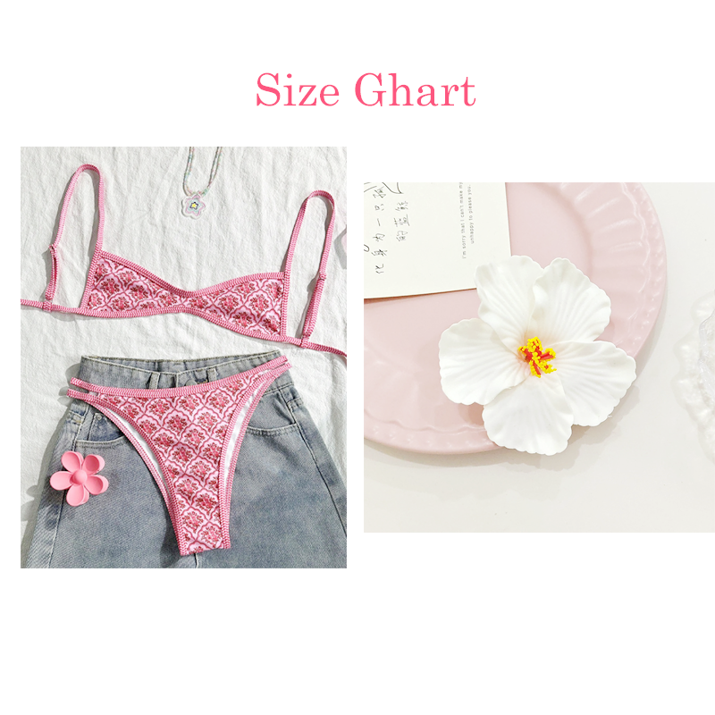 Boho Tile Print Backless Bikini Swimwear