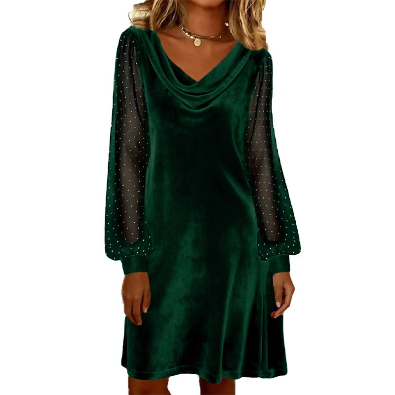 Women’s Elegant Cowl Neck Knee-Length Sheath Dress