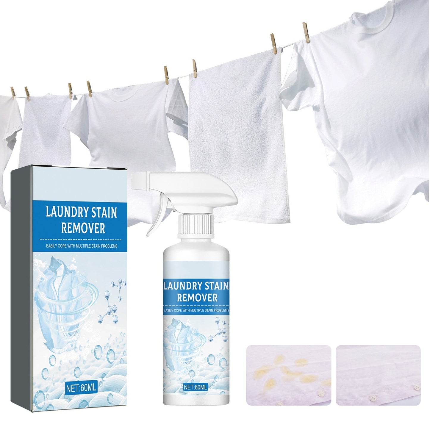 🏆 Last Day Special Price !!!! 🔥Buy 3 Get 2 Free🔥Powerful Laundry Stain Remover Spray