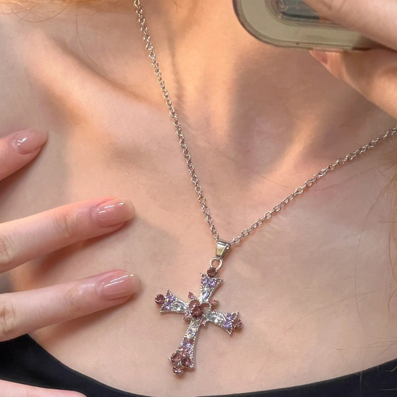 Gothic Rhinestone Cross Necklace