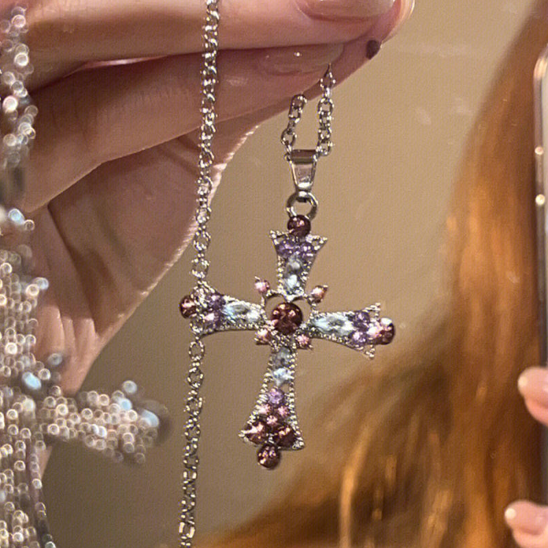Gothic Rhinestone Cross Necklace