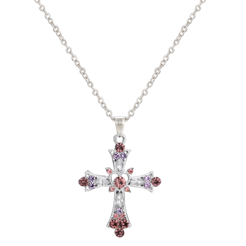 Gothic Rhinestone Cross Necklace