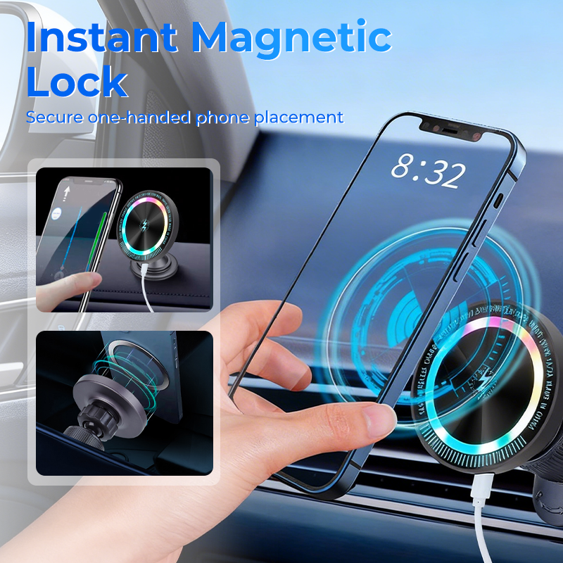 RGB Magnetic Wireless Car Charger Mount