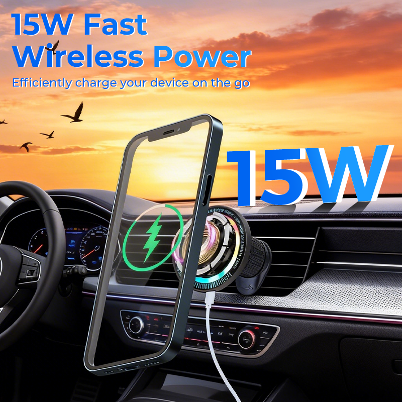 RGB Magnetic Wireless Car Charger Mount