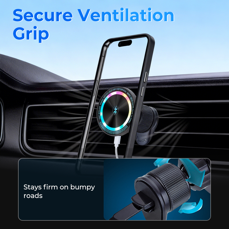 RGB Magnetic Wireless Car Charger Mount
