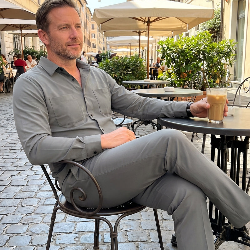 👕👖 Men’s 2-Piece Solid Color Walking Suit Set – Modern Loose Fit, Wrinkle-Resistant & Effortlessly Stylish 💎✨