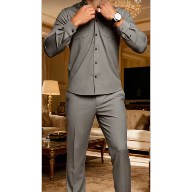 👕👖 Men’s 2-Piece Solid Color Walking Suit Set – Modern Loose Fit, Wrinkle-Resistant & Effortlessly Stylish 💎✨