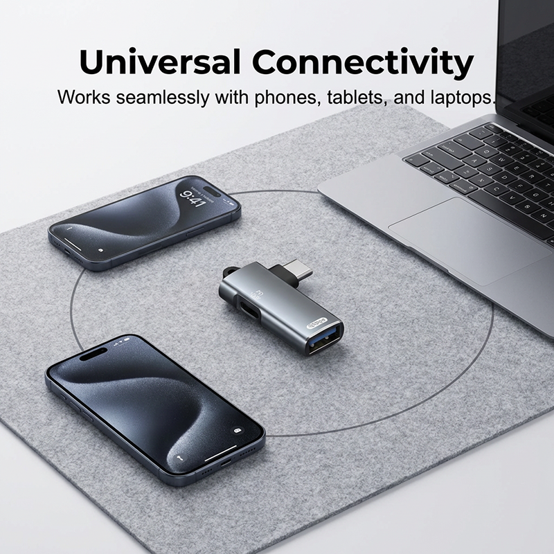 2-in-1 Type-C OTG Adapter with PD Charging Port