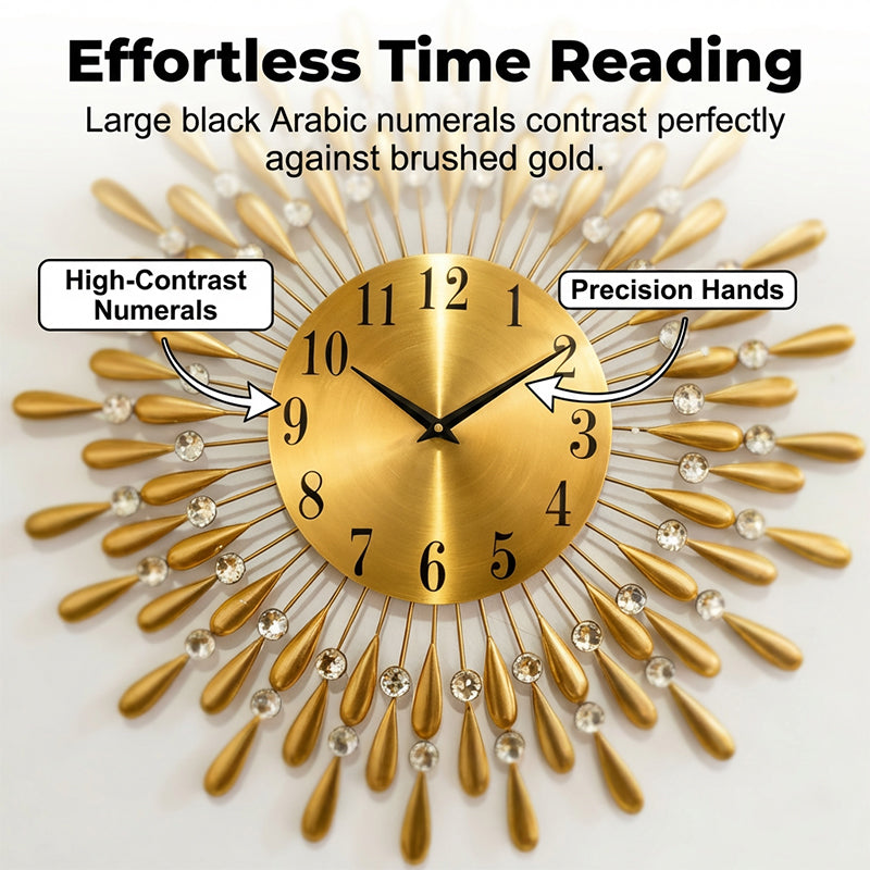 Non-Ticking Quiet Metal Wall Clock for Living Room