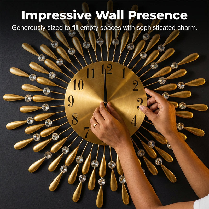 Non-Ticking Quiet Metal Wall Clock for Living Room