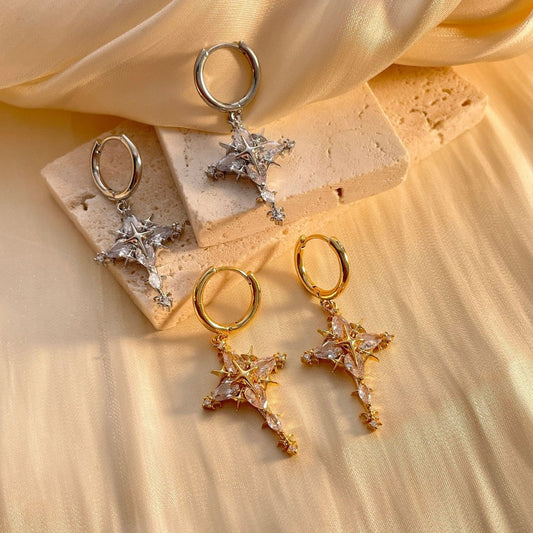 Sparkling Cross Pendant Earrings & Necklace