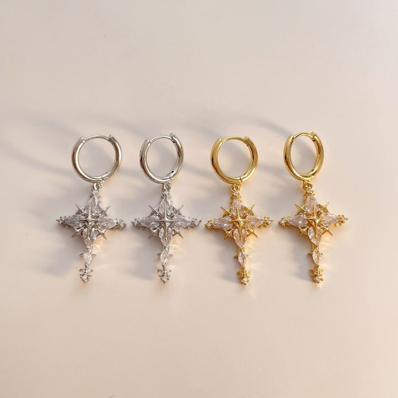 Sparkling Cross Pendant Earrings & Necklace