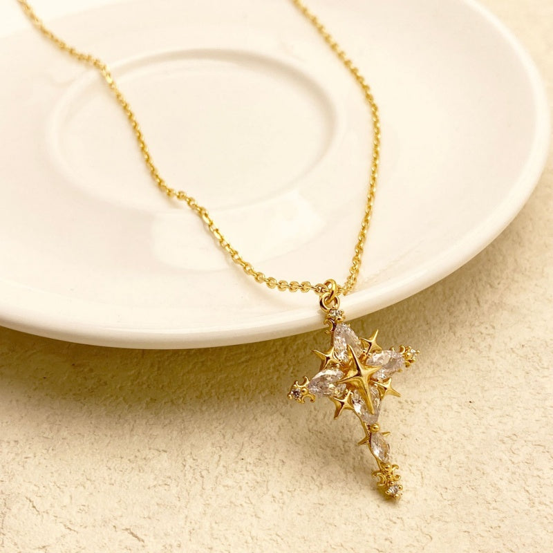 Sparkling Cross Pendant Earrings & Necklace