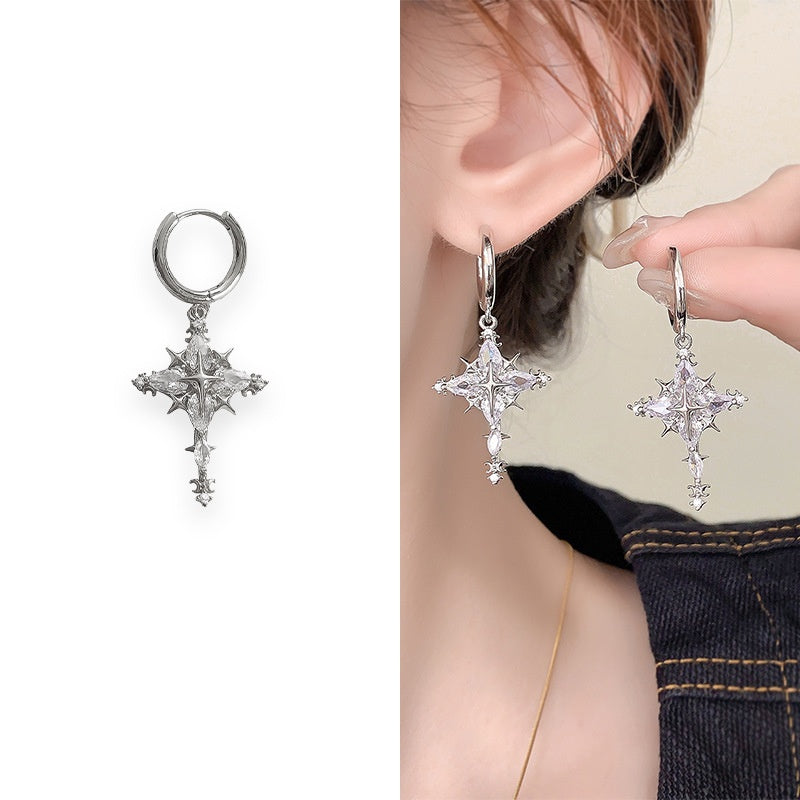 Sparkling Cross Pendant Earrings & Necklace