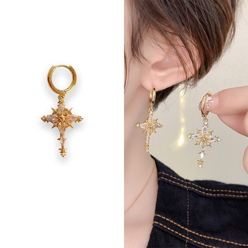 Sparkling Cross Pendant Earrings & Necklace