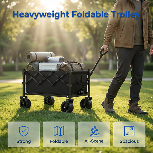🚚🏕️ LIMITED-TIME 49% OFF! Heavy-Duty Collapsible Wagon Cart – 130L Capacity, 80kg Load & All-Terrain Wheels