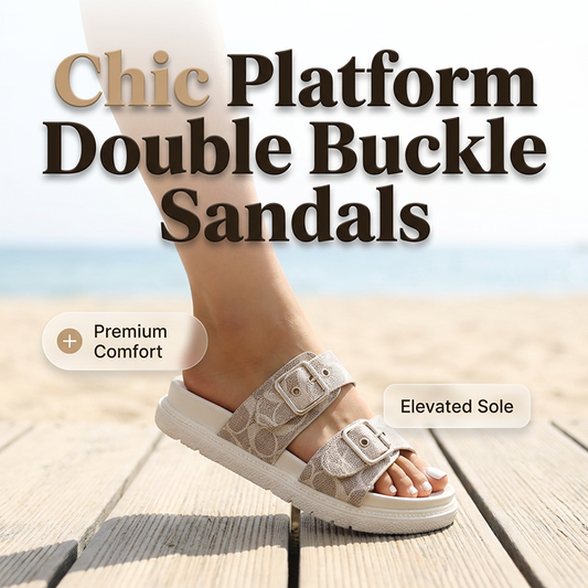 Women's Double Buckle Platform Slide Sandals