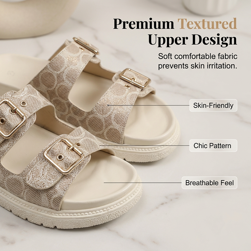 Women's Double Buckle Platform Slide Sandals