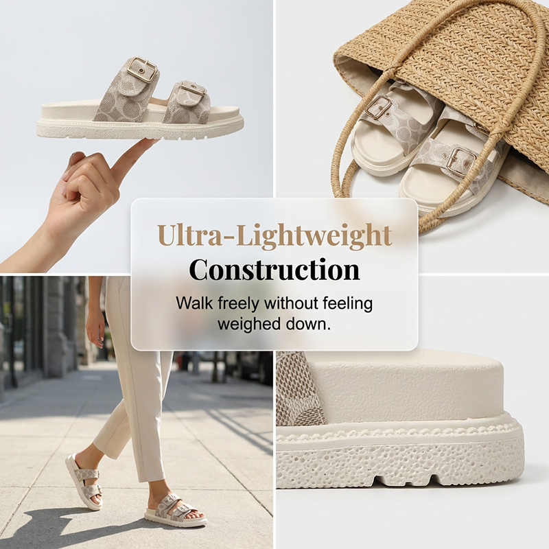 Women's Double Buckle Platform Slide Sandals