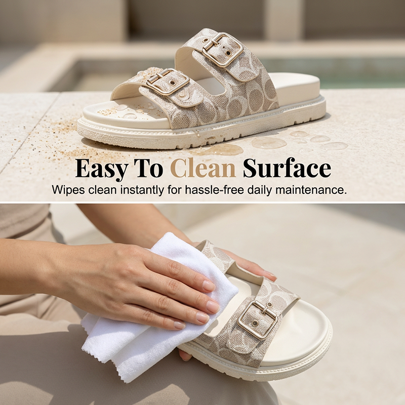 Women's Double Buckle Platform Slide Sandals