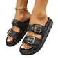 Women's Double Buckle Platform Slide Sandals