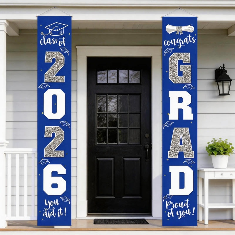 🔥LAST DAY 50% OFF - 🎓Class of 2026 Graduation Banner | Congrats Grad Front Door Porch Decor for Graduation Party (✨Set of 2)