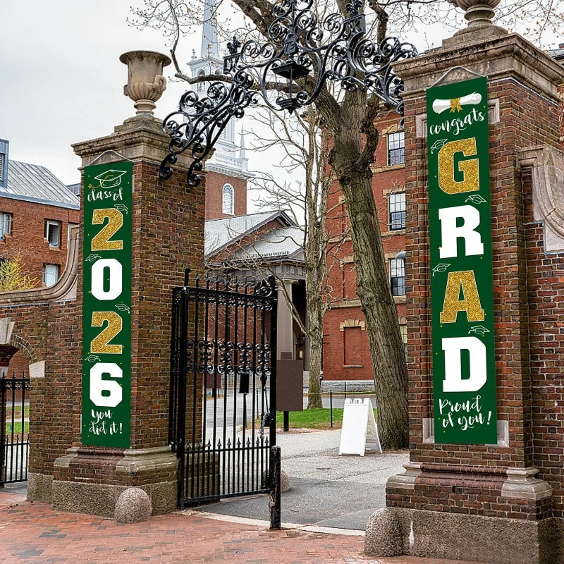 🔥LAST DAY 50% OFF - 🎓Class of 2026 Graduation Banner | Congrats Grad Front Door Porch Decor for Graduation Party (✨Set of 2)