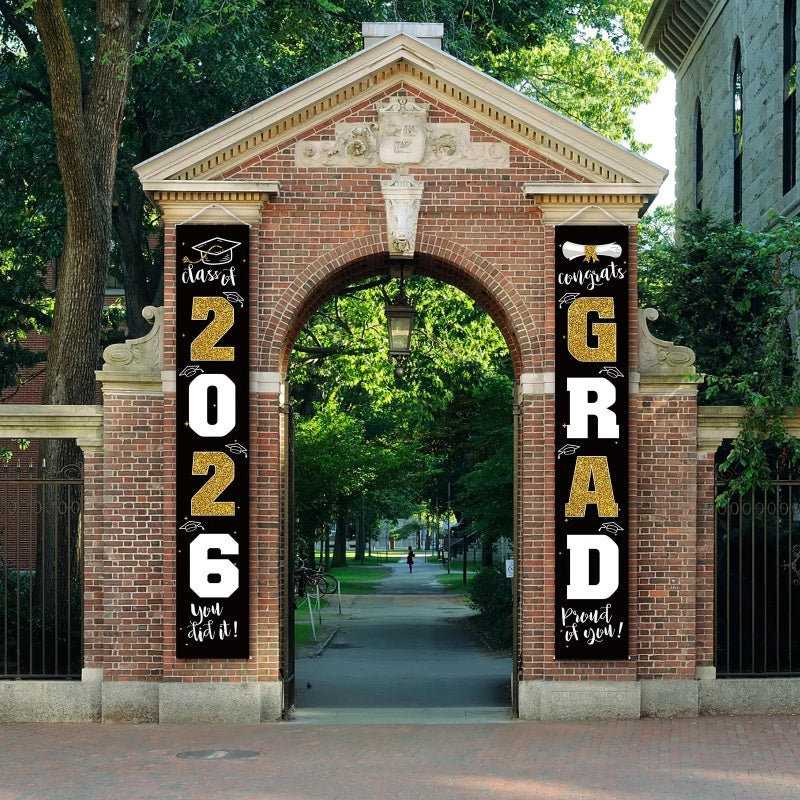 🔥LAST DAY 50% OFF - 🎓Class of 2026 Graduation Banner | Congrats Grad Front Door Porch Decor for Graduation Party (✨Set of 2)