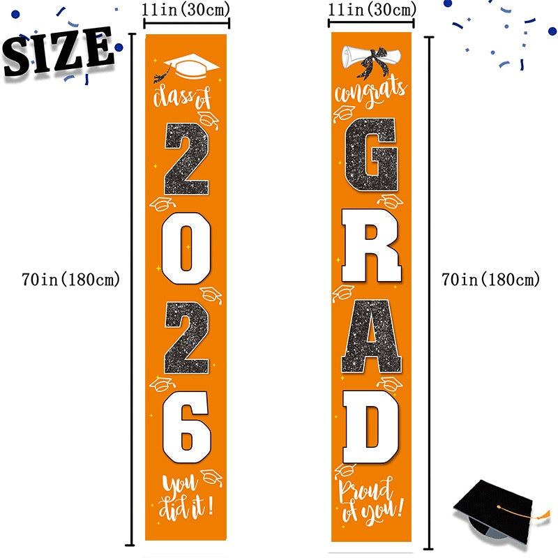 🔥LAST DAY 50% OFF - 🎓Class of 2026 Graduation Banner | Congrats Grad Front Door Porch Decor for Graduation Party (✨Set of 2)