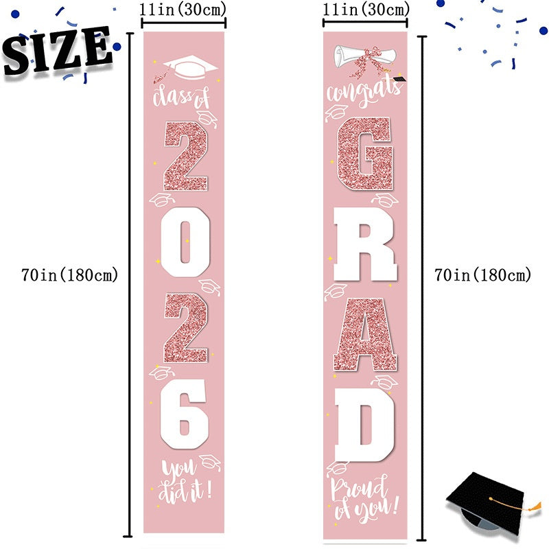 🔥LAST DAY 50% OFF - 🎓Class of 2026 Graduation Banner | Congrats Grad Front Door Porch Decor for Graduation Party (✨Set of 2)