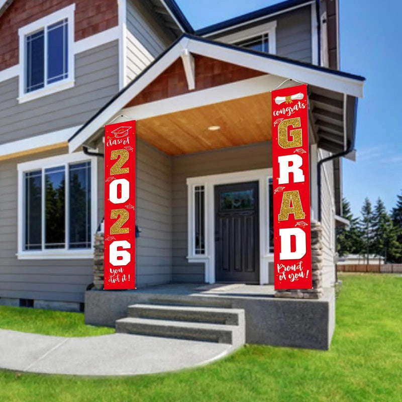 🔥LAST DAY 50% OFF - 🎓Class of 2026 Graduation Banner | Congrats Grad Front Door Porch Decor for Graduation Party (✨Set of 2)