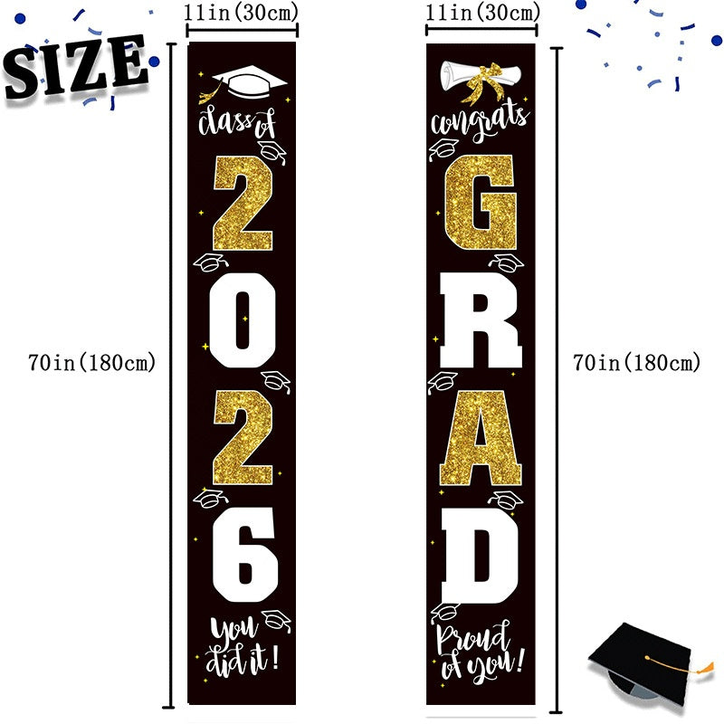 🔥LAST DAY 50% OFF - 🎓Class of 2026 Graduation Banner | Congrats Grad Front Door Porch Decor for Graduation Party (✨Set of 2)