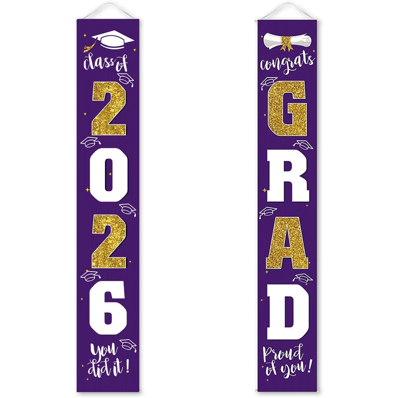 🔥LAST DAY 50% OFF - 🎓Class of 2026 Graduation Banner | Congrats Grad Front Door Porch Decor for Graduation Party (✨Set of 2)