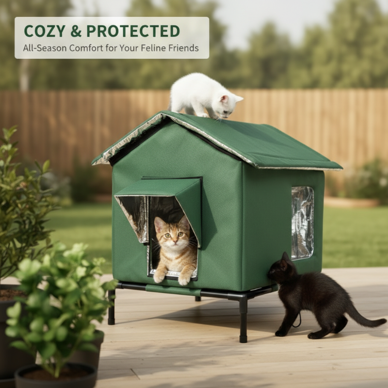 🏠 LIMITED-TIME 49% OFF! 🐈 All-Weather Elevated Outdoor Cat House – Waterproof, Insulated, Foldable 🌧️