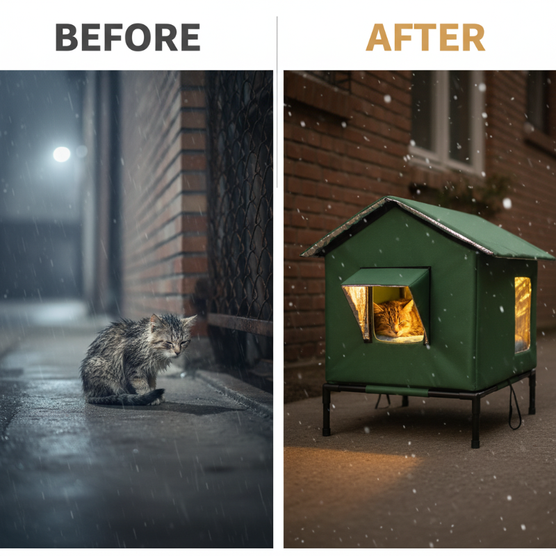 🏠 LIMITED-TIME 49% OFF! 🐈 All-Weather Elevated Outdoor Cat House – Waterproof, Insulated, Foldable 🌧️