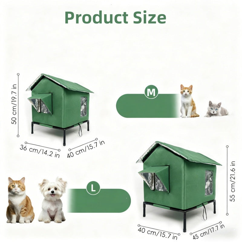 🏠 LIMITED-TIME 49% OFF! 🐈 All-Weather Elevated Outdoor Cat House – Waterproof, Insulated, Foldable 🌧️