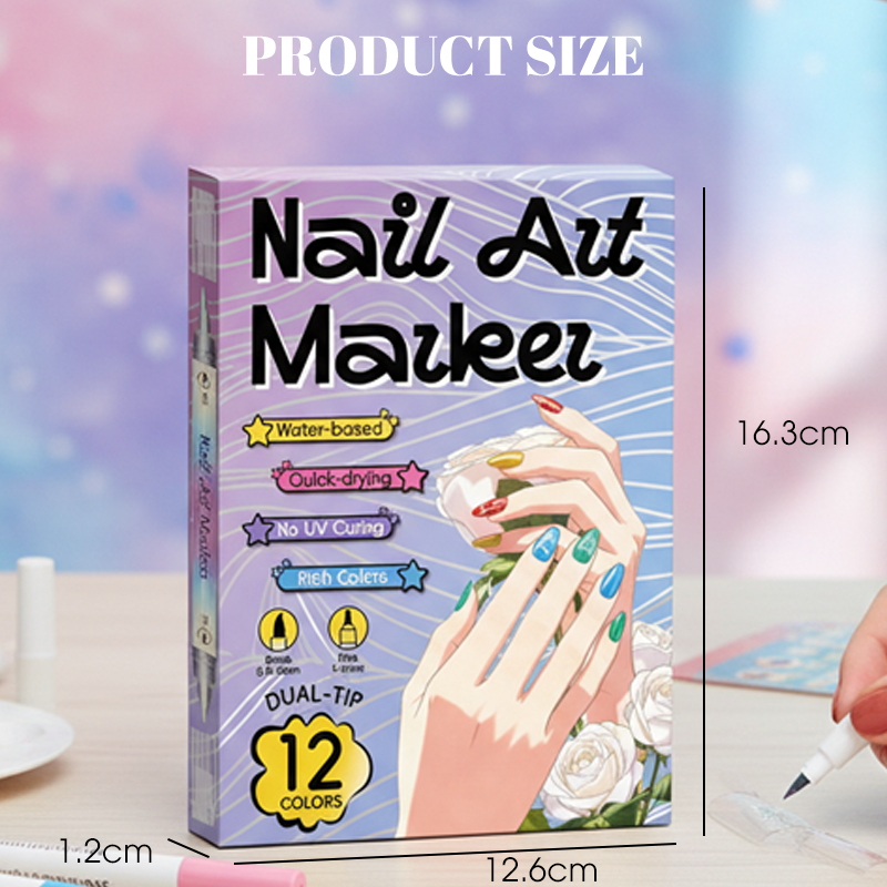 🎨50% OFF💞✨Dual-Tip Nail Art Marker Pen Set Quick‑dry, no UV lamp. Fine & brush tips. 12/24 vibrant colors. Easy DIY at home. No smudges, just art! 💅🖌️